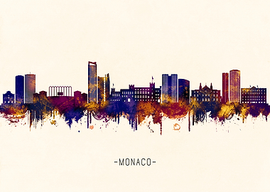 Monaco Skyline Watercolor Art