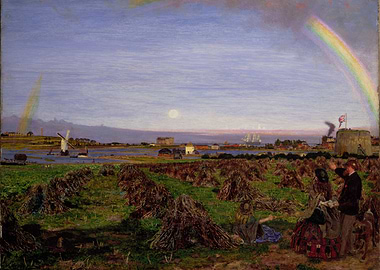 Rainbow over a Coastal Landscape Painting