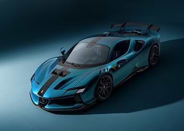 Teal Ferrari with Black Stripe