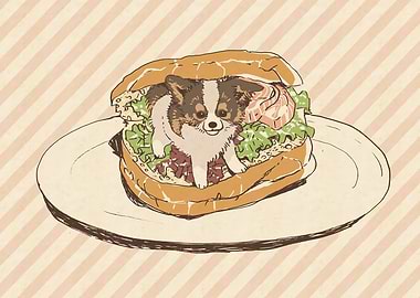 Dog in a Sandwich Illustration