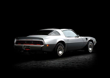 Silver Pontiac Trans Am on Black