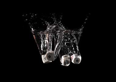 Dice Falling into Water