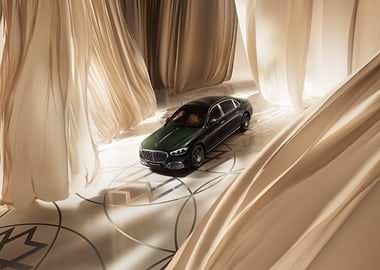 Luxury Car Surrounded by Beige Fabric