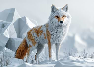 Coyote in Winter Landscape
