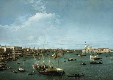 Venice Canaletto Painting with Boats