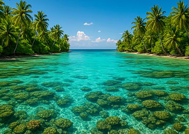 Tropical Island Paradise with Clear Water Landscape