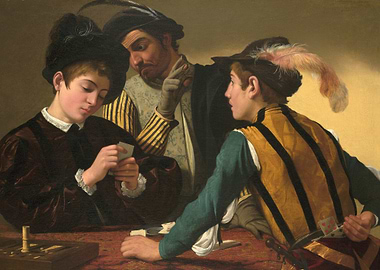 The Cardsharps Painting by Caravaggio