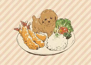 Dog on a Plate with Tempura