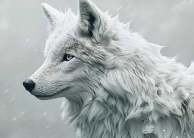 White Wolf Portrait in Winter