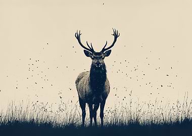 Majestic Deer in Grassy Field