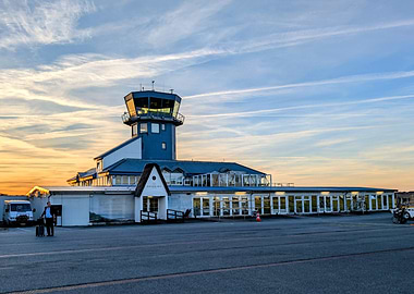 Sylt Airport Terminal Building at Sunset