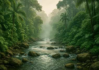 Lush Tropical River Landscape