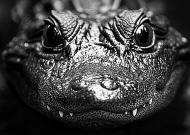 Alligator Close-Up in Black and White