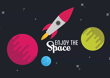 enjoy the space rocket and planets