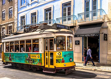 Lisbon Tram on City Street