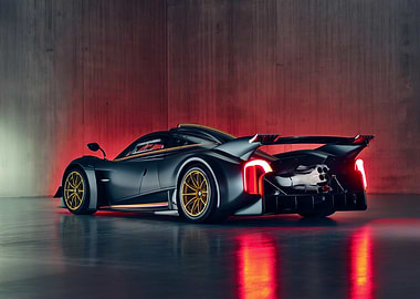 Sleek Black Sports Car with Gold Rims
