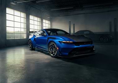 Blue Sports Car in Garage