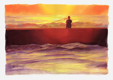 Contemplation at Sunset over the Ocean