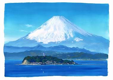 Mount Fuji and Enoshima Island Painting