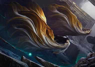 Surreal Landscape with Floating Figures