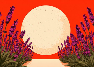 Lavender Field with Sun Background