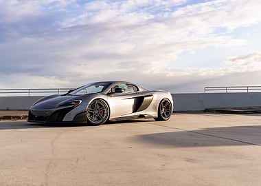 Sleek Gray Sports Car on Rooftop