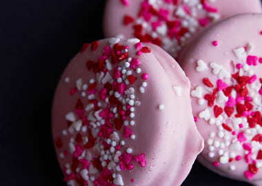 Pink Chocolate Covered Cookies with Sprinkles