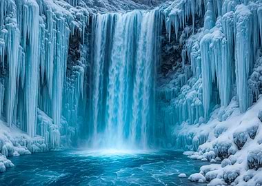 Frozen Waterfall Landscape