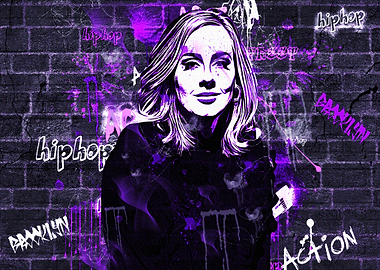 Adele Purple Graffiti Art
