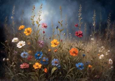 Colorful Wildflower Meadow Painting