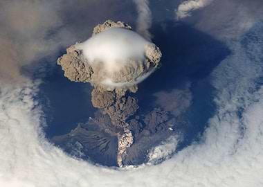 Volcanic Eruption Aerial View