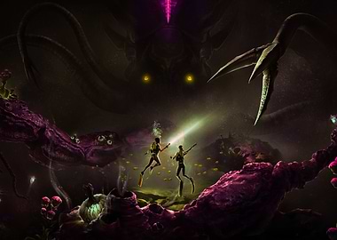 Underwater Confrontation with a Giant Creature