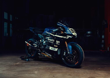 Blue Yamaha Racing Motorcycle
