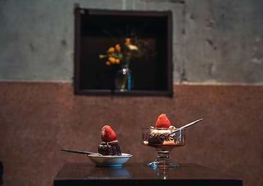 Desserts with Strawberries Still Life