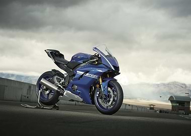 Blue Yamaha YZF-R6 Motorcycle on Track