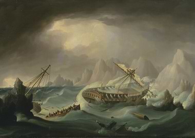 Shipwreck in Stormy Seas Painting