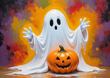 Halloween Ghost and Pumpkin Painting
