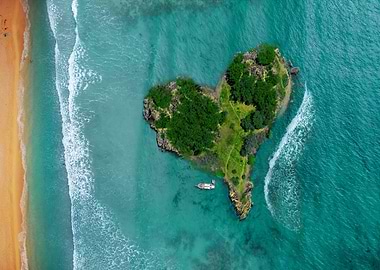 Heart-shaped Island Aerial View