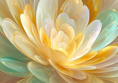 Serene Radiance of Golden and Aqua Petal Layers