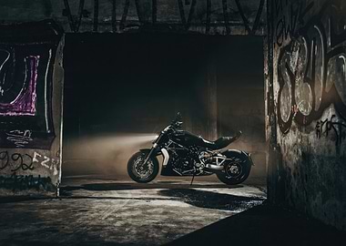 Motorcycle in Urban Setting