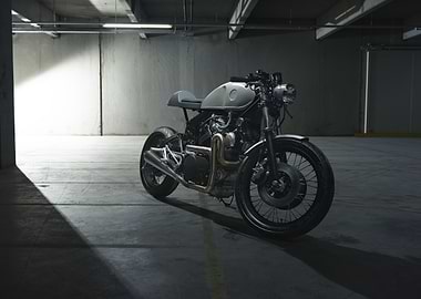 Custom Motorcycle in Urban Setting