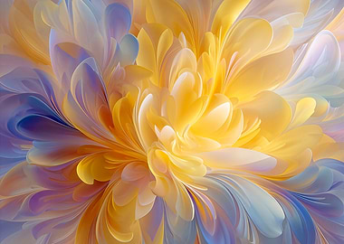Golden Symphony of Blooming Abstract Petals
