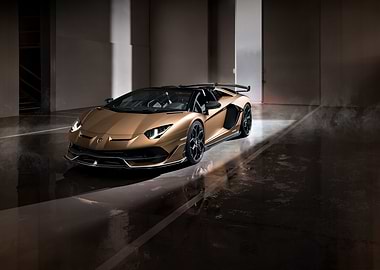 Gold Lamborghini Aventador in Studio