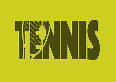 Tennis word art on yellow background