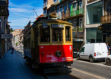 Vintage Tram in Porto, Portugal
