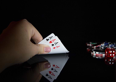 Aces Hand with Dice and Chips