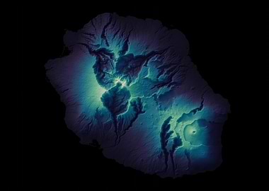 Topographic Map of Réunion Island