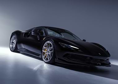 Sleek Black Ferrari 296 Sports Car