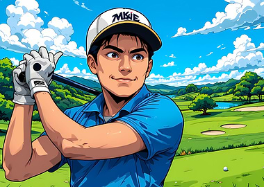 Cartoon Golfer on the Green