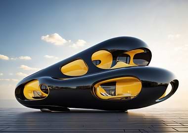 Futuristic Black and Yellow Pod Structure
